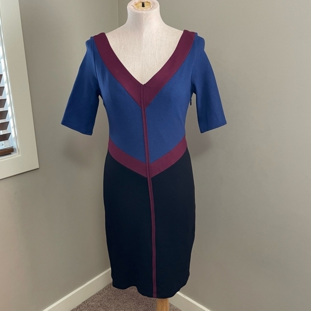 BCBGMAXAZRIA Boie Colour Block Midi Dress Lined - small - Picture 2 of 8